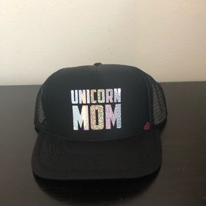 Mother Trucker Black + Silver Unicorn Mom Hat